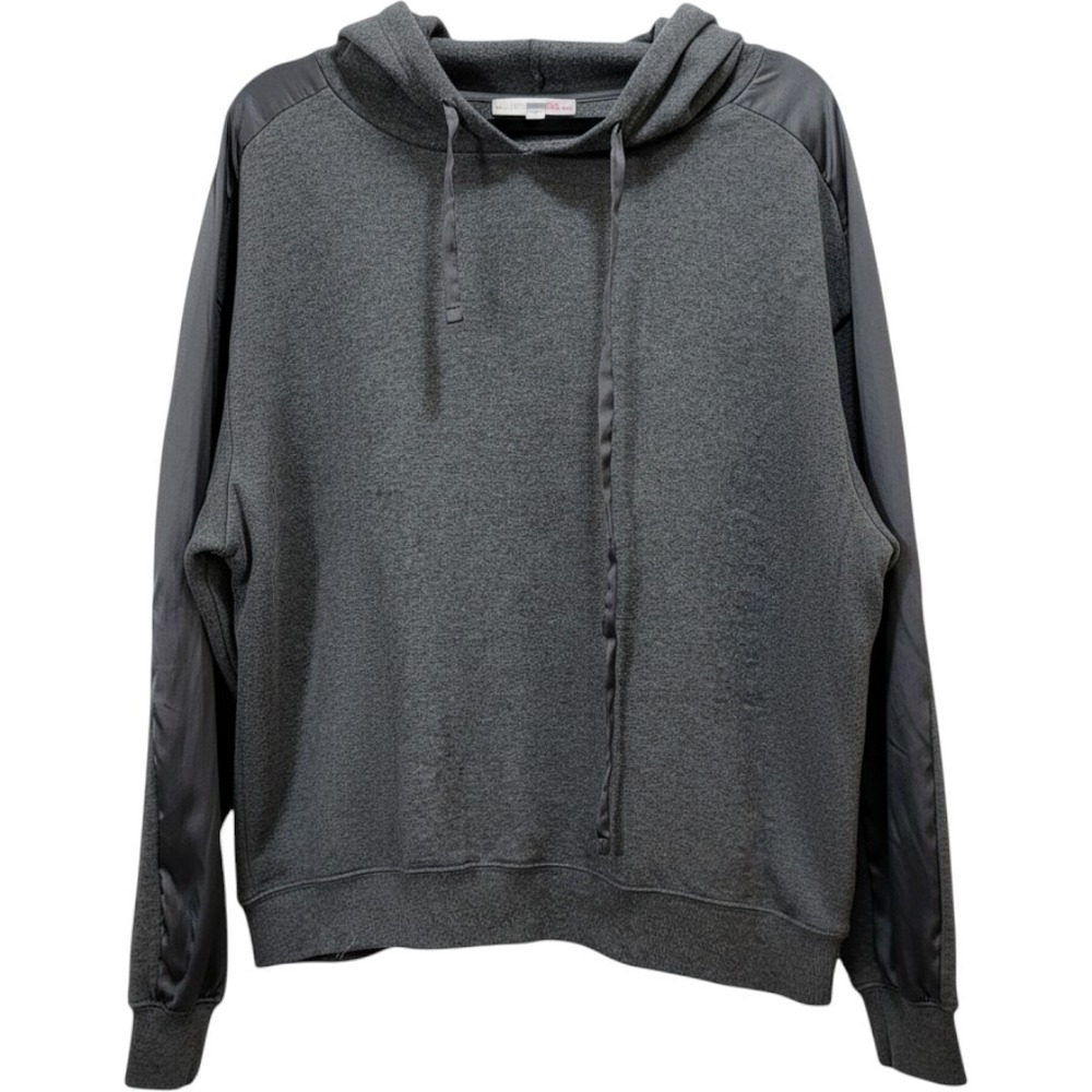 Inspired Hearts Hoodie Women 2X Grey Satin Sleeve Stripe Pullover Casual Cropped